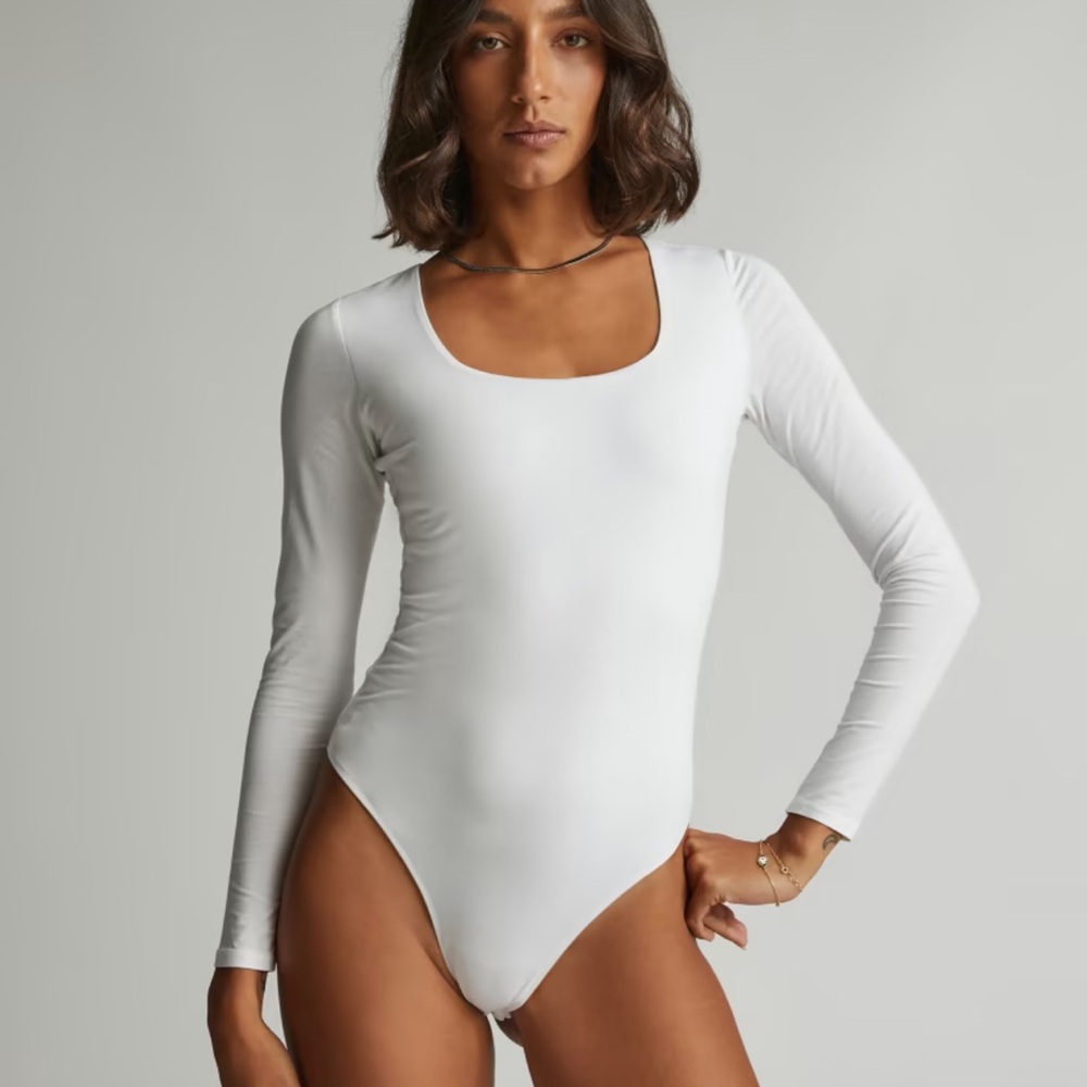 Everlane white square neck thong bodysuit